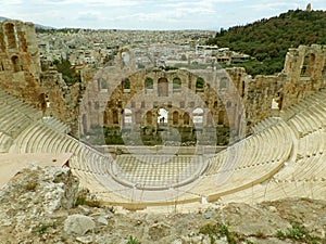 The Remains of Odeon of Herodes Atticus Theatre, Acropolis of Athens, Greece