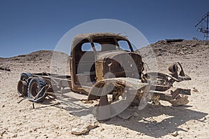 Remains of an old abandoned truck in the desert