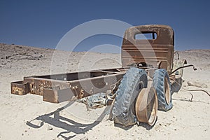 Remains of an old abandoned truck in the desert