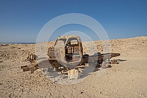 Remains of an old abandoned truck in the desert