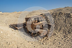 Remains of an old abandoned truck in the desert