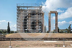 Remains of Olympieion ancient Temple of Olympian Zeus in central Athens Greece