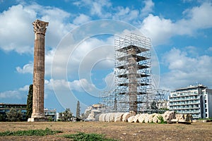 Remains of Olympieion ancient Temple of Olympian Zeus in central Athens Greece