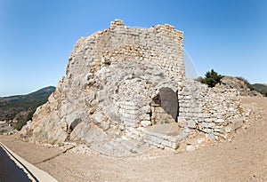 The remains of one of side passages in Nimrod Fortress located in Upper Galilee in northern Israel on the border with Lebanon.