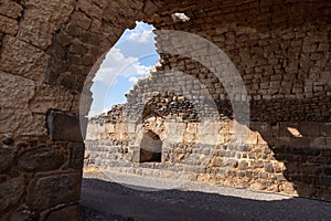 Remains  of the outer walls on the ruins of the great Hospitaller fortress - Belvoir - Jordan Star - located on a hill above the