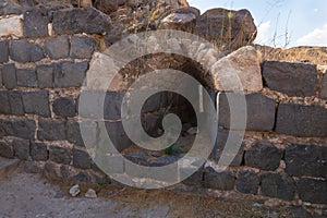 Remains  of the outer walls on the ruins of the great Hospitaller fortress - Belvoir - Jordan Star - located on a hill above the