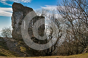 Remains of Pajstun Castle, located above the village of Borinka