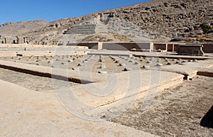 Remains of the palace of 100 columns and the tomb of persian king Artaxerxes, Persepolis