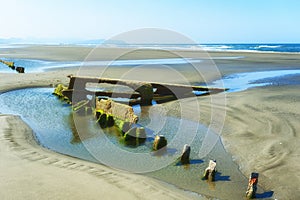 Peter Iredale Shipwreck at Low Tide