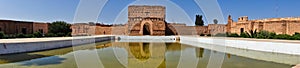 Remains of a ruined 16th century Saadian Dynasty El Badi palace located in Marrakesh, Morocco