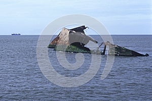 The remains of the S.S. Atlantus (sic), which sunk off Cape May, New Jersey during World War I