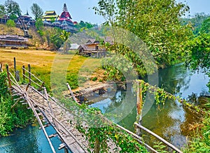 Remains of the section of Su Tong Pae Bamboo Bridge, Mae Hong Son suburb, Thailand
