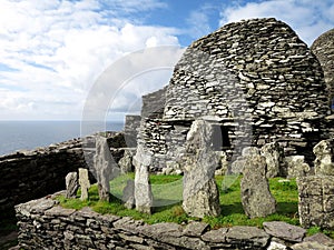 Remains of the Skellig Michael monastery on Skellig Michael, Ireland