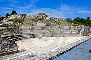 Remains of the Small Roman Theater within the city walls in Pula, Croatia