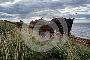 Remains of the steamship Amadeo at San Gregorio in Magellanes, southern Chile