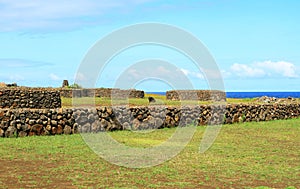 Remains of Stone Rounded Houses at The Orongo Village, a Ceremonial Center on Easter Island, Chile