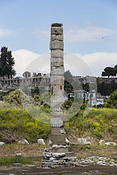 The remains of the stone ruins of the ancient temple of Artemis