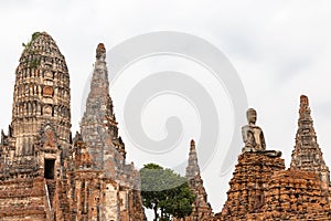 Remains of stupas and pancharams at Wat Chai Watthanaram, Ayutthaya, Thailand, Asia