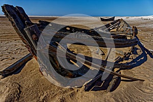 Remains of a surf boat at Meob Bay Whaling Station