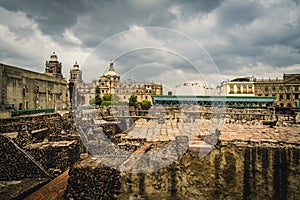 Remains of Templo Mayor of Tenochtitlan Showing Inside Building Mexico City CDMX photo