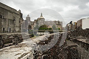 Templo Mayor of Tenochtitlan Showing Inside Building Mexico City CDMX photo