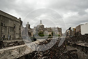 Templo Mayor of Tenochtitlan Showing Inside Building Mexico City CDMX photo