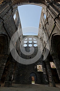 Ruins transept vaults cathedral Abbey Villers la Ville, Belgium photo