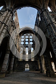 Ruins transept vaults cathedral Abbey Villers la Ville, Belgium photo