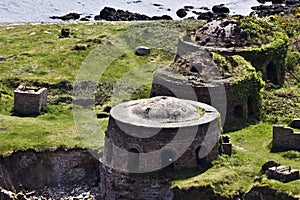 Remains of a trio of Beehive Brick Kilns on the site of the former brickworks at Porth Wen, Isle of Anglesey, Gwynedd, North Wales