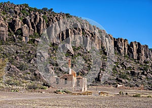 Remains of two-story officer`s quarters at Fort Davis National Historic Site, Fort Davis, Texas.