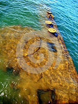 Remains of the U.S.S. Arizona in Pearl Harbor, HI