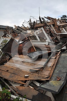 Remains of a Wooden Building Destroyed by an Earthquake photo