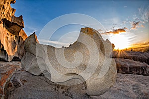 Remarcable rocks in south kangaroo island at sunset