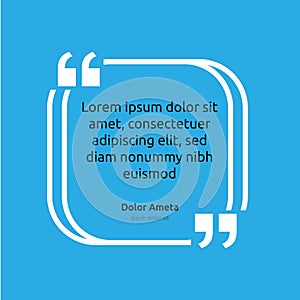 Remark quote text box poster template concept. blank empty frame citation. Quotation paragraph symbol icon. double bracket comma m