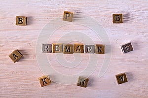 Remark word metal block
