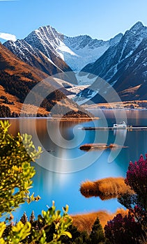 Remarkables mountains landscape illustration Artificial Intelligence artwork Generated