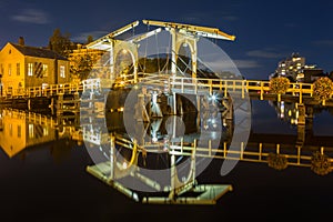 Rembrandt bridge and reflection in Leiden