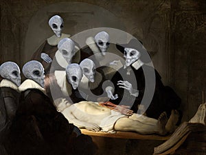 Rembrandt Oil Painting, Space Alien Spoof photo