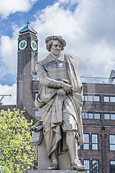 Rembrandt statue in Amsterdam, Netherlands