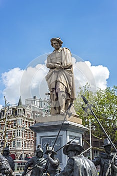 Rembrandt statue in Amsterdam, Netherlands