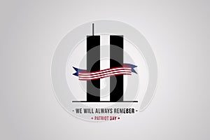 Always Remember 9 11, september 11. Remembering Patriot day illustration
