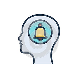 Color illustration icon for Remember, memory and flashback