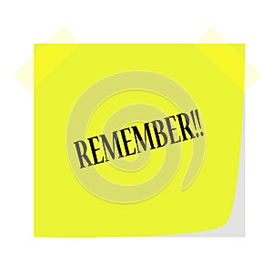 Remember note on a green note paper vector