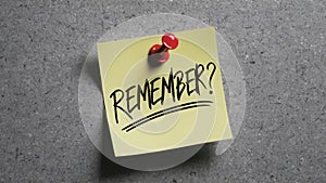 Remember Reminder on a Yellow Sticky Note, Copy-Space