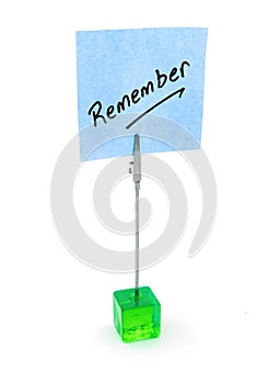 Remember text on blue note paper