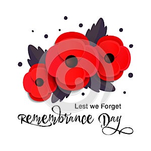 Remembrance Day vector card. Lest We forget.
