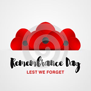 Remembrance Day vector card. Lest We forget.