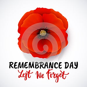 Remembrance day vector poster design with lettering