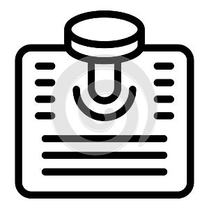 Remind paper note pushpin icon outline vector. Attach important message