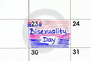 Reminder Bisexuality Day in calendar